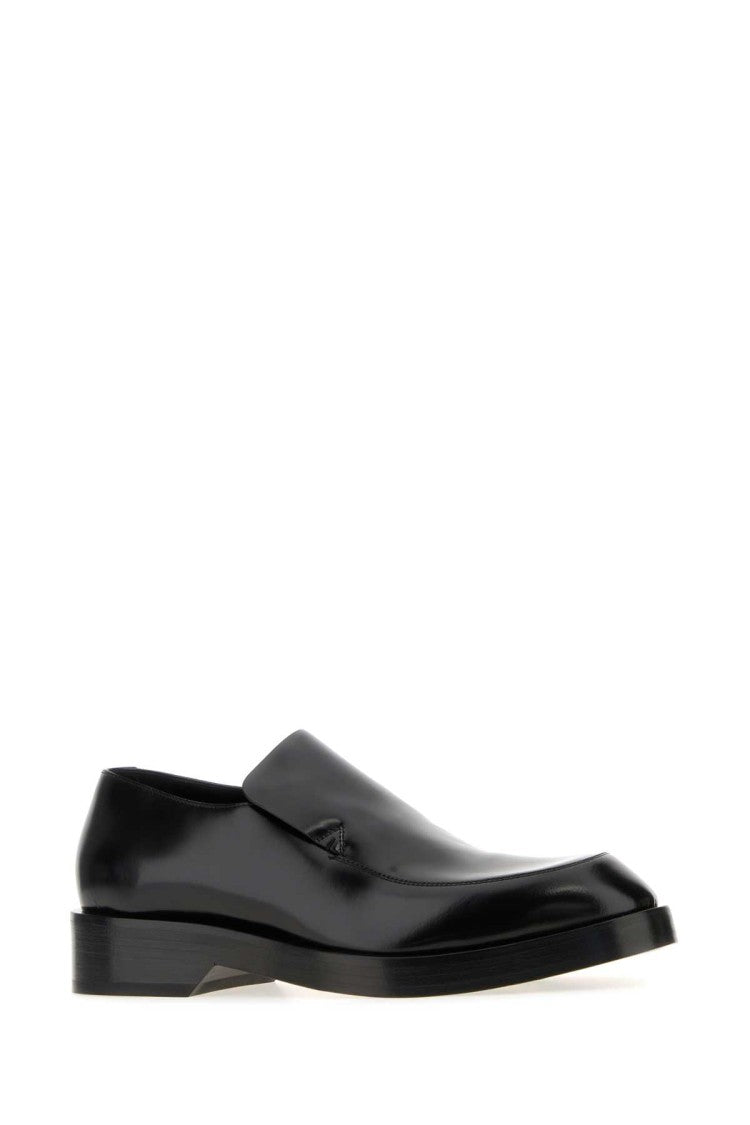 Jil Sander Smooth Black Leather Loafers With Rounded Square Toe
