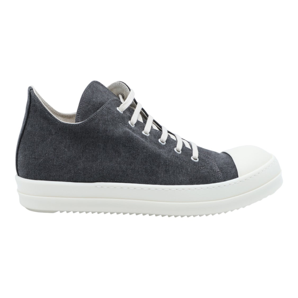 Drkshdw By Rick Owens Textured Grey Sneakers With Elevated White Sole And Metal Eyelets