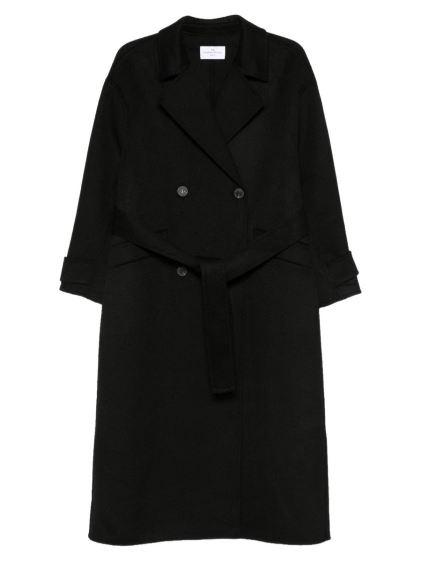 The Dynamis Studio Black Double-Breasted Wool Trench Coat
