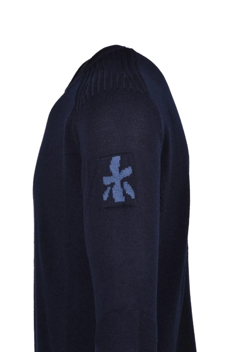 Premiata Crewneck Sweater In Wool - Blue