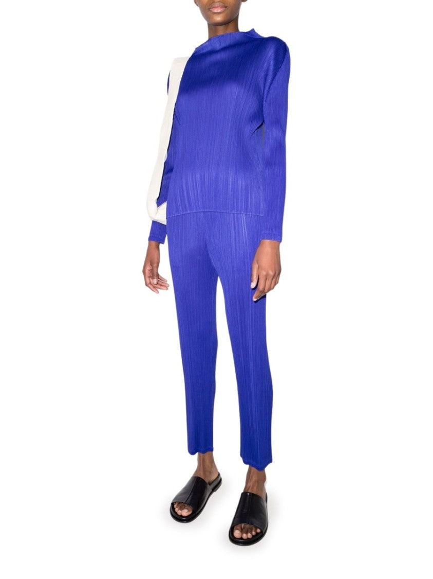 Pleats Please Issey Miyake Vibrant Blue Fitted Pleated T-Shirt