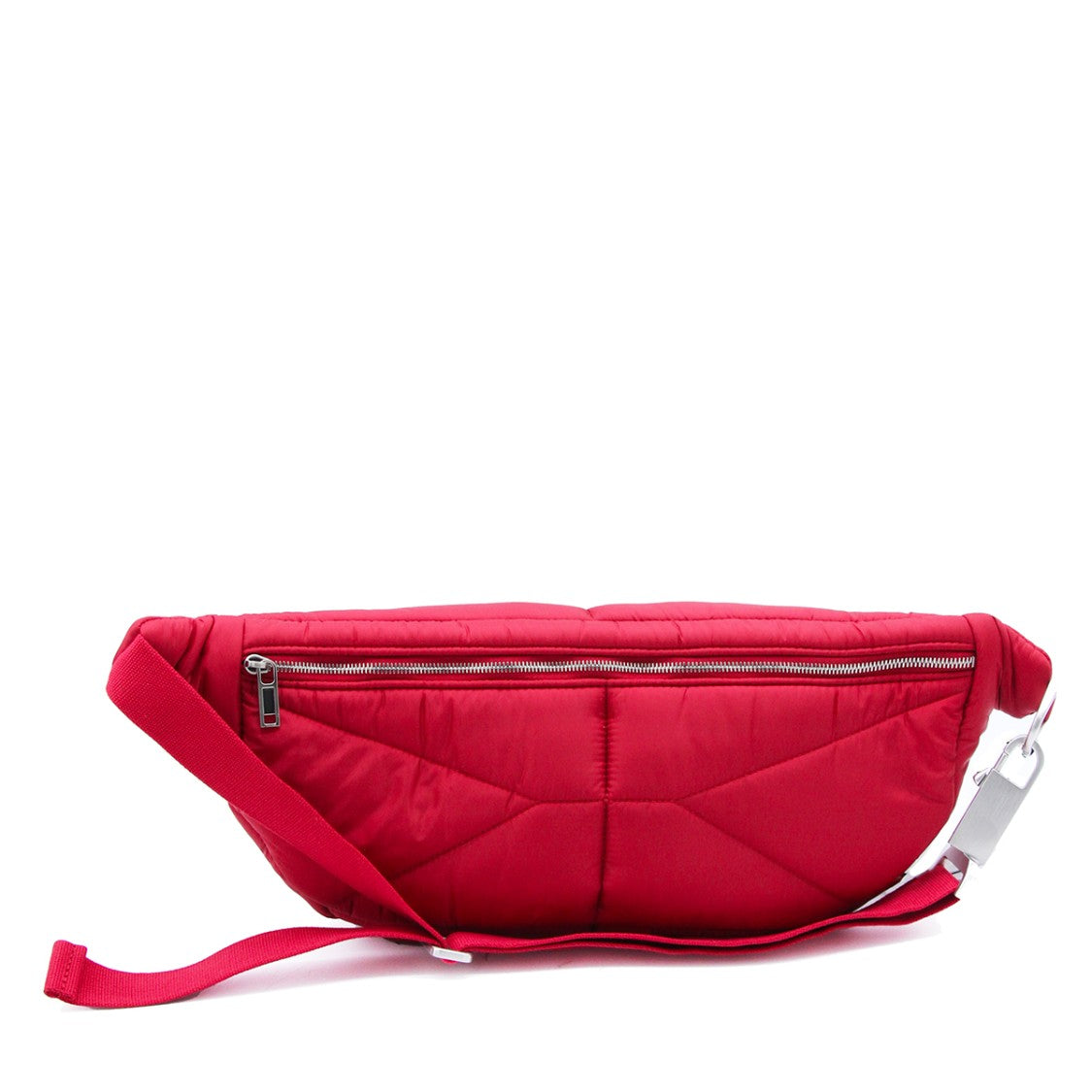 Moncler X Rick Owens Vibrant Red Padded Belt Bag With Adjustable Ribbon Closure