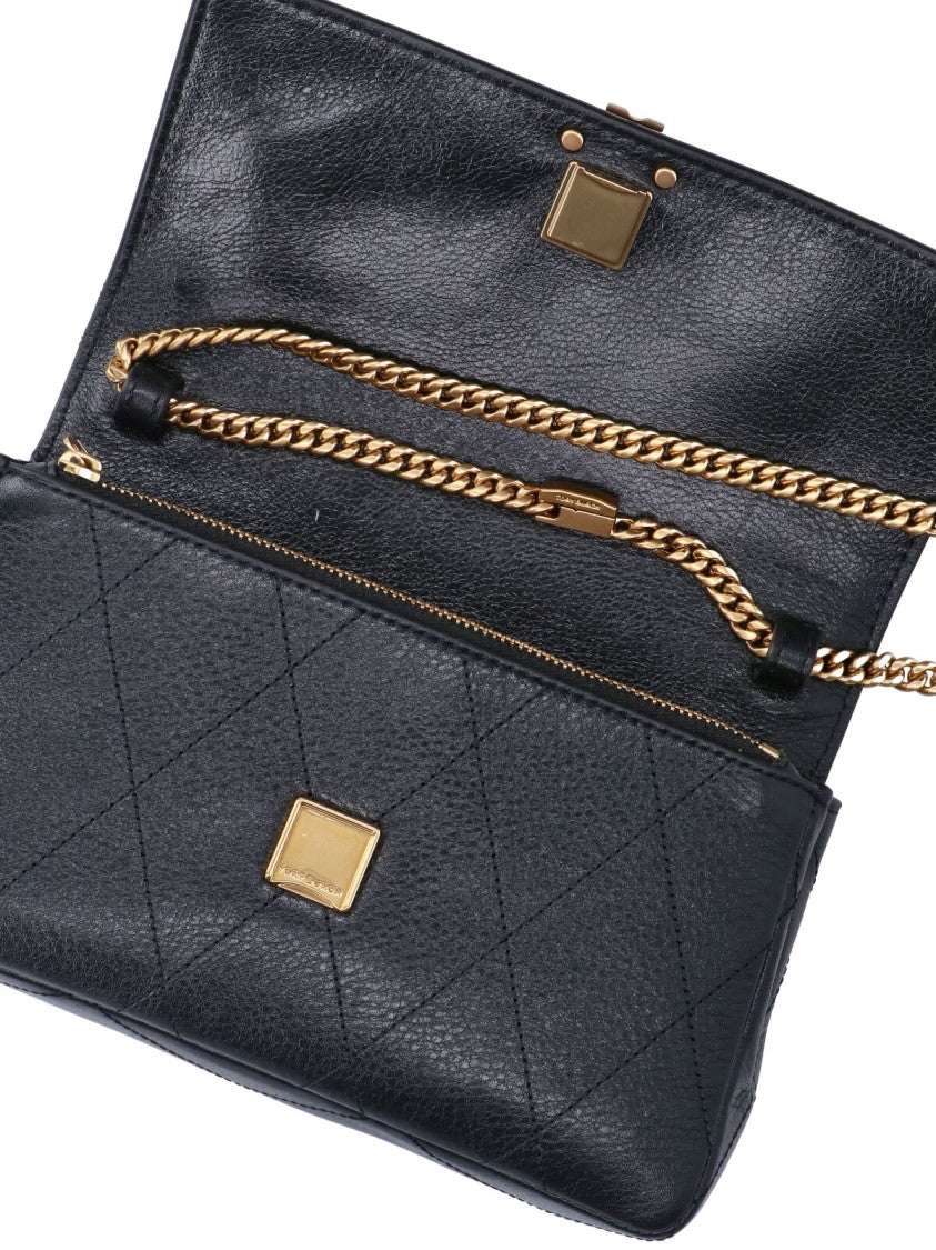Tory Burch Black Leather Charlie Chain Wallet