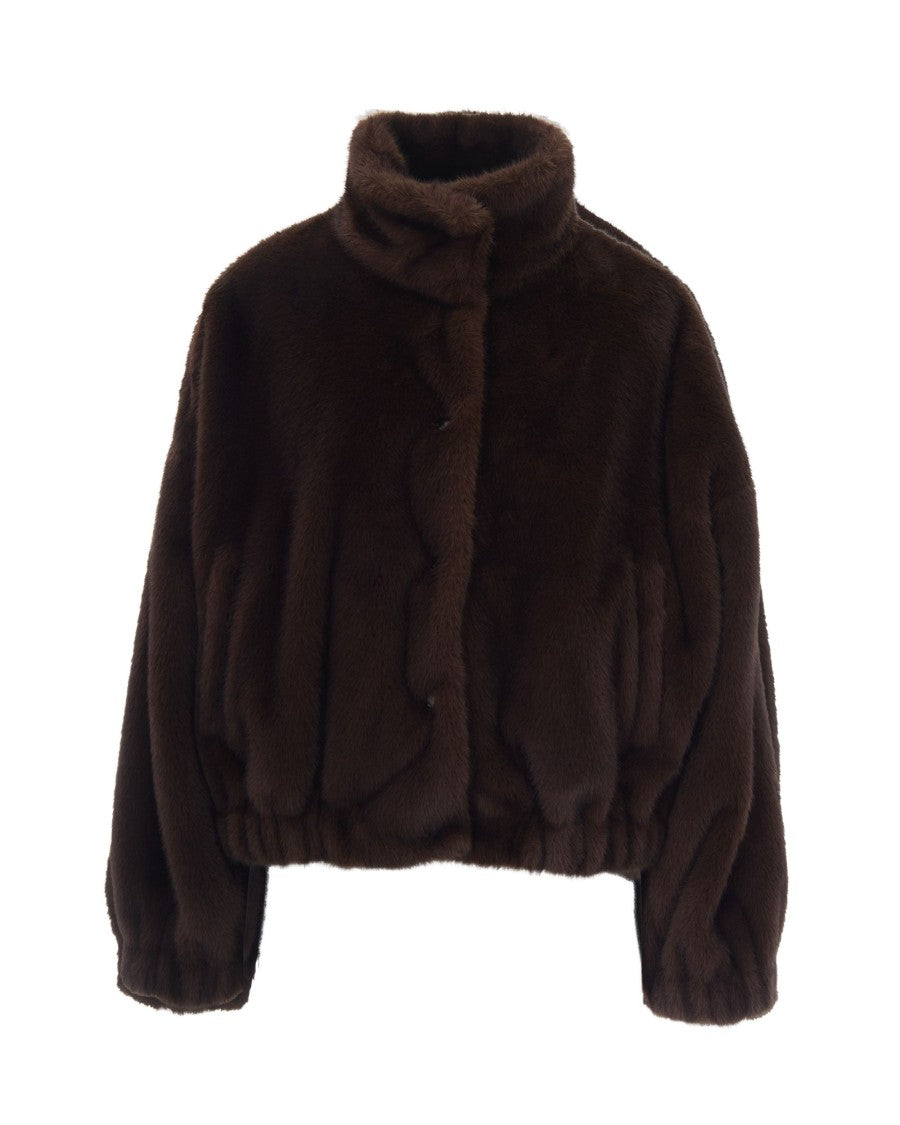 Max Mara Cropped Boxy Jacket With High Collar And Textured Finish