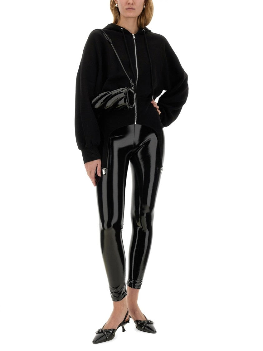 Fiorucci Cropped Black Sweatshirt With Suspender Detail