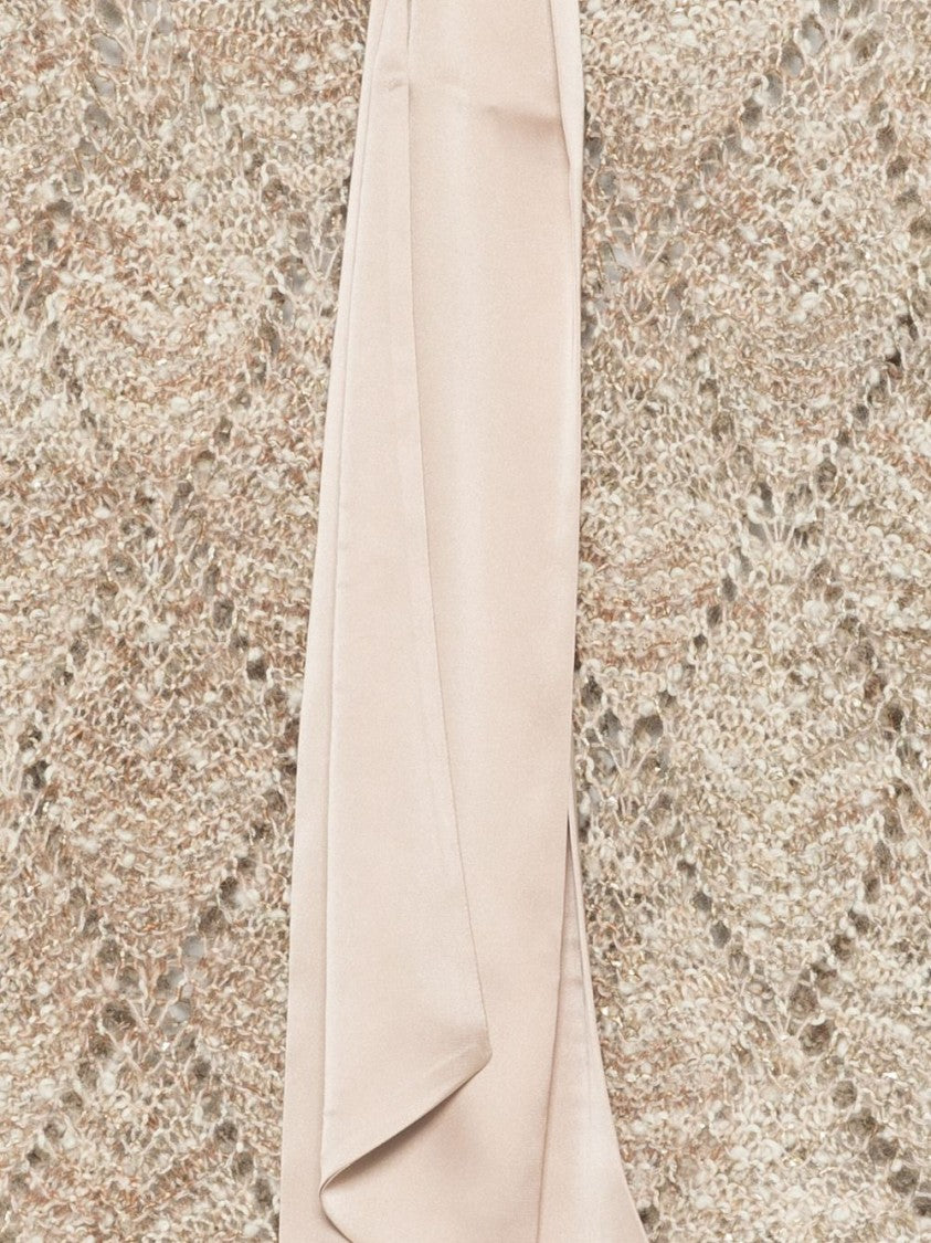 Dexterior Beige Knit Sweater With Openwork Design