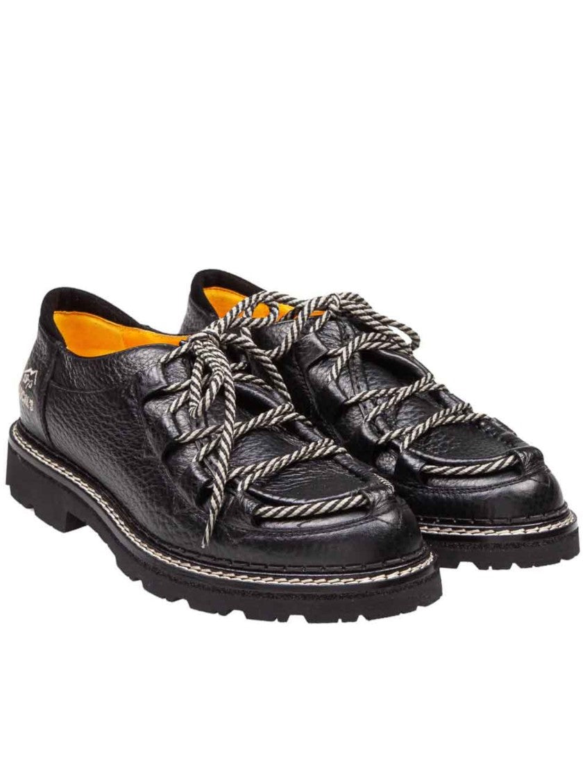Doucal's Black Textured Leather Lace-Up Shoes