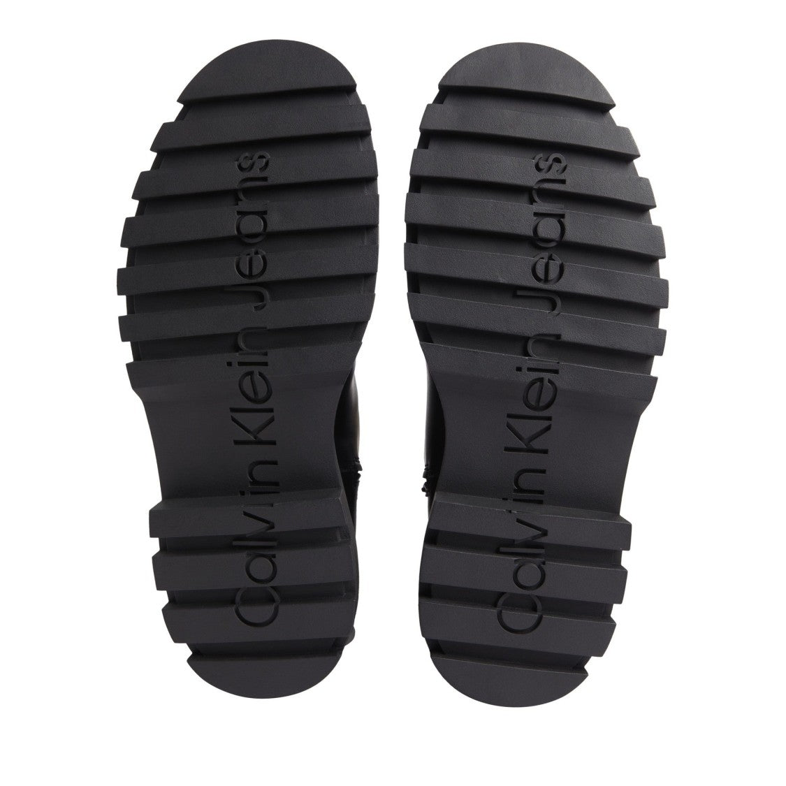 Calvin Klein Jeans Black Lugged Sole Leather Ankle Boots