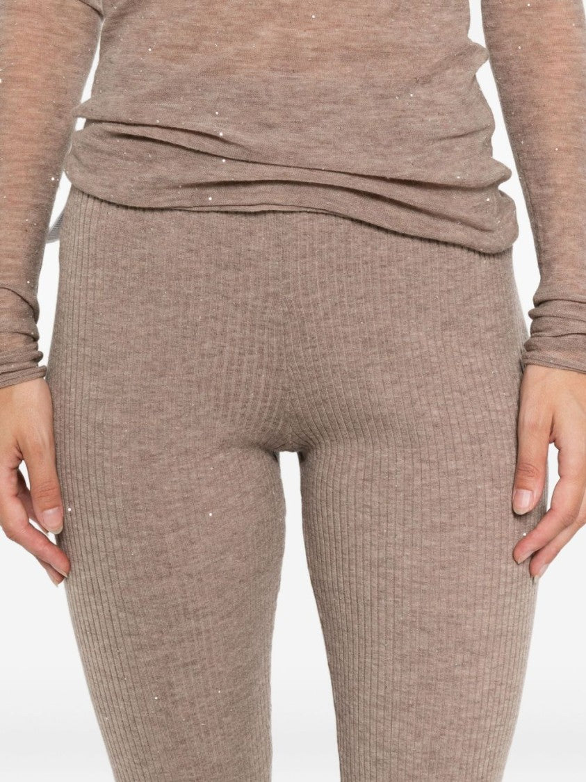 Pinko Ribbed Knit Trousers With Fitted Silhouette