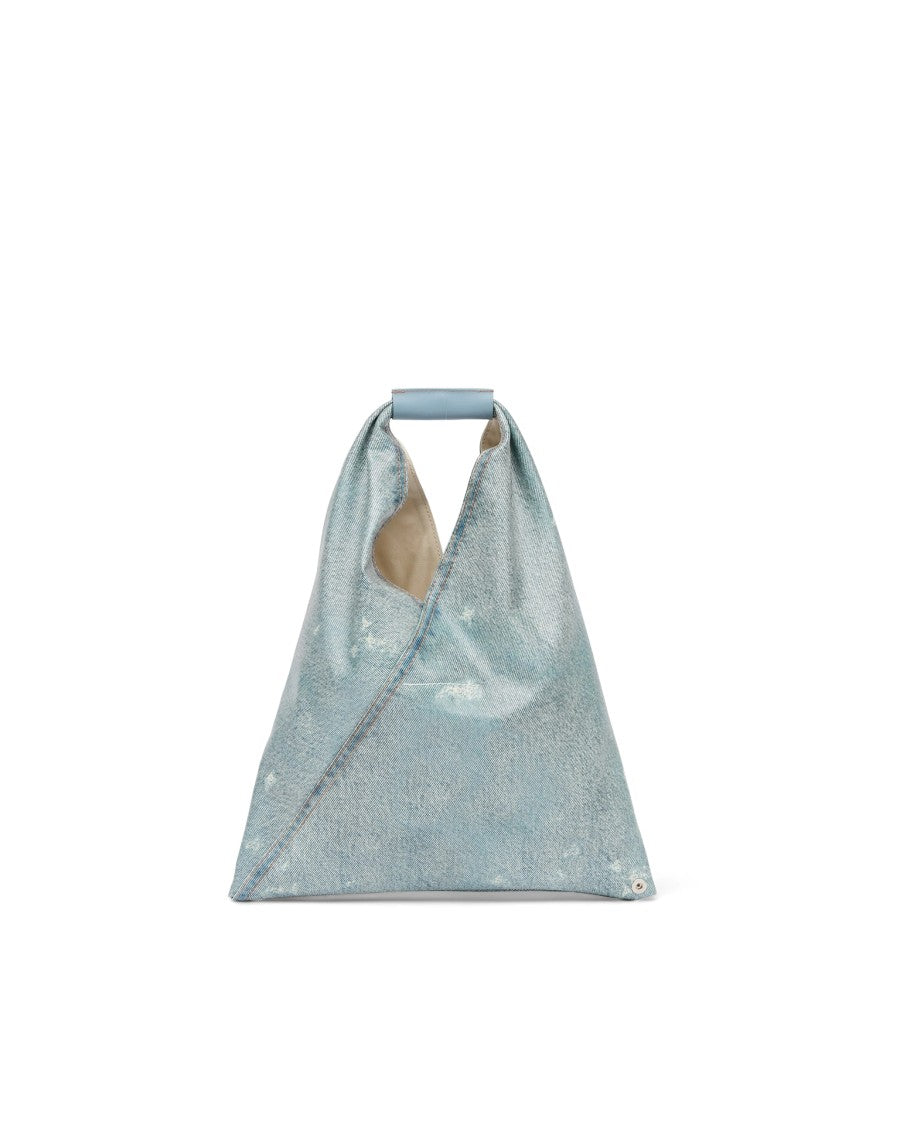Mm6 By Maison Margiela Sculptural Bleached Denim Tote Bag With Transformable Design