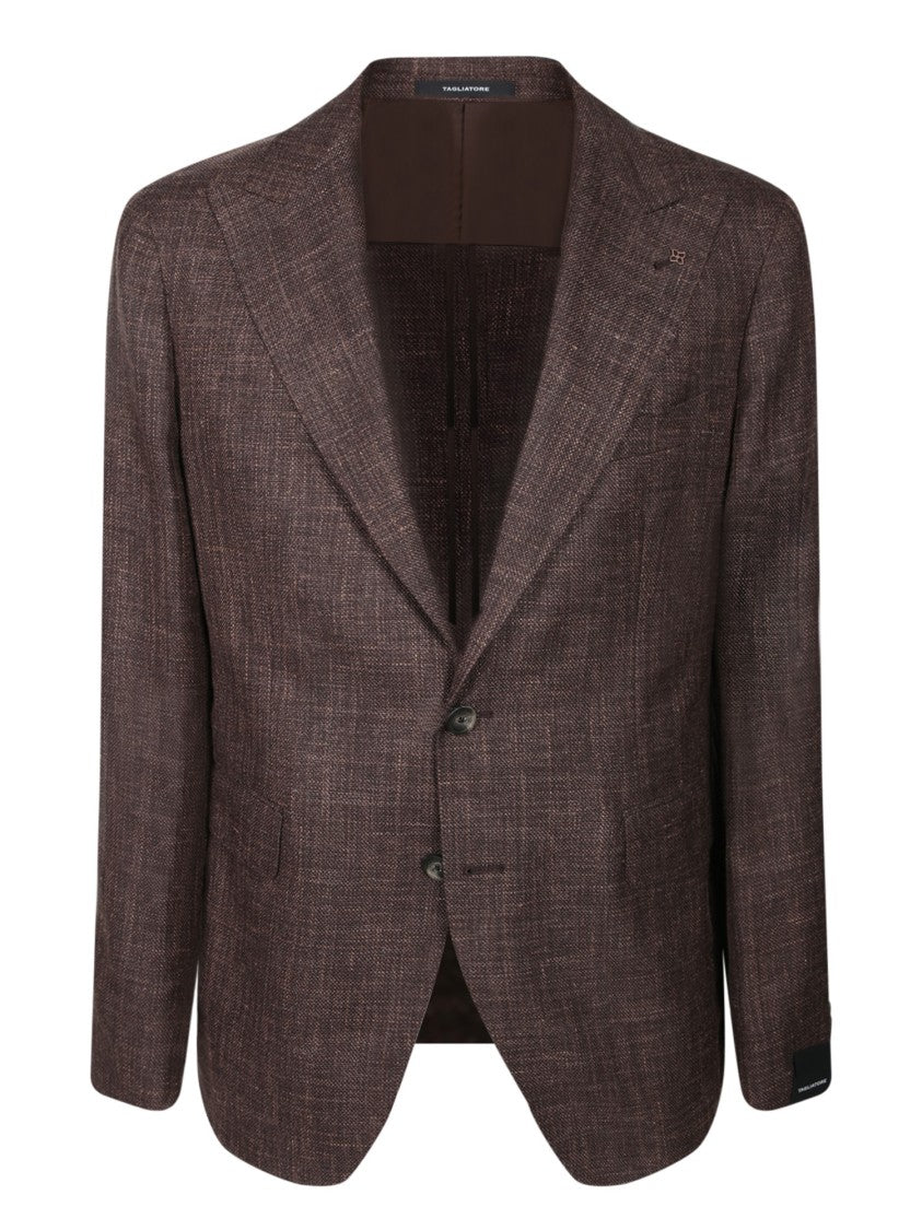 Tagliatore Virgin Wool-Silk-Linen Blend Brown Blazer