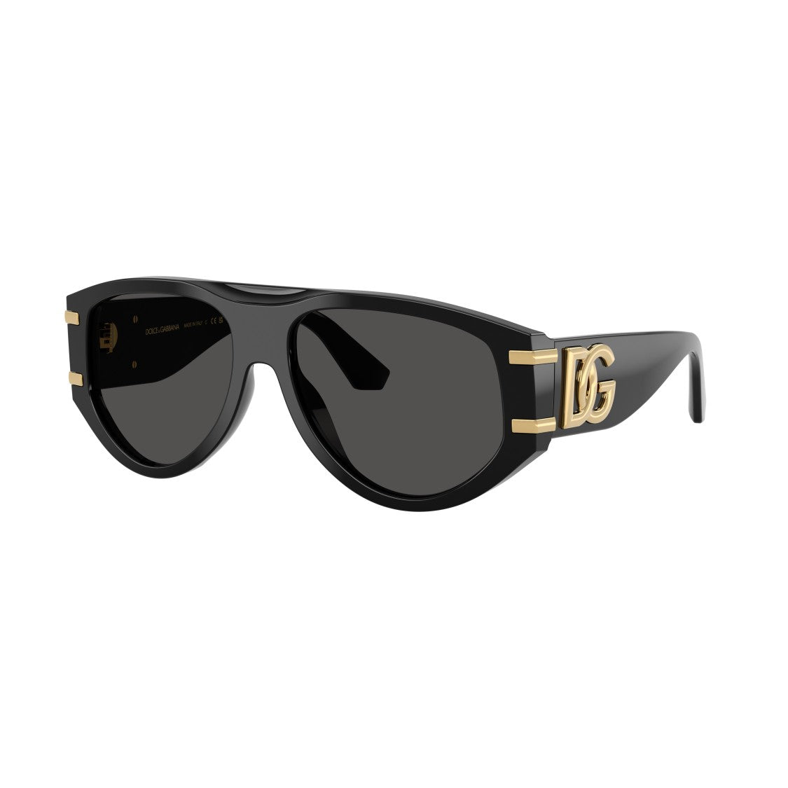 Dolce & Gabbana 0Dg4499 Bold Black Oversized Aviator Sunglasses With Gold Accents