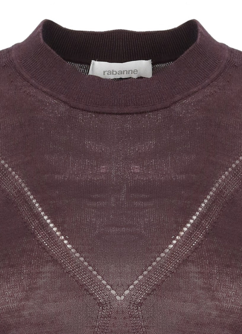 Rabanne Deep Purple Decorative Button Cuffs Fitted Sweater