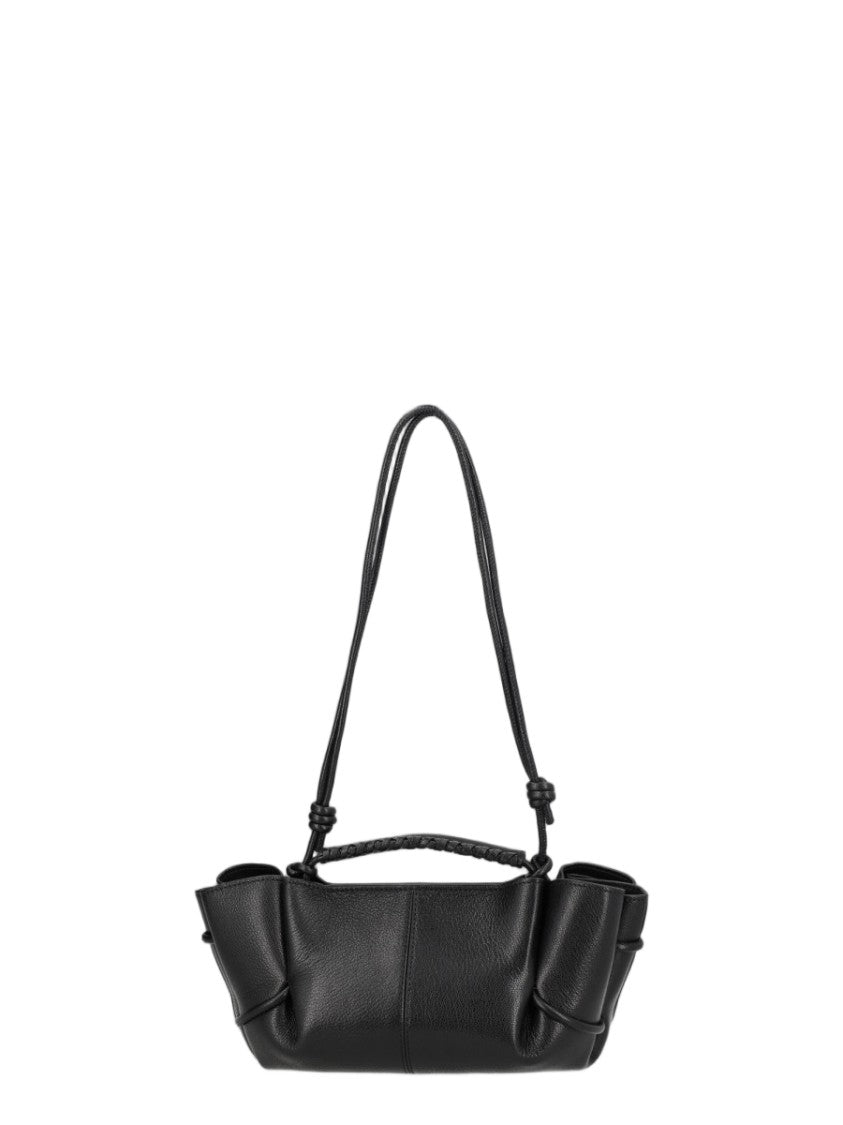 Hereu Black Structured Lambskin Adjustable Shoulder Bag