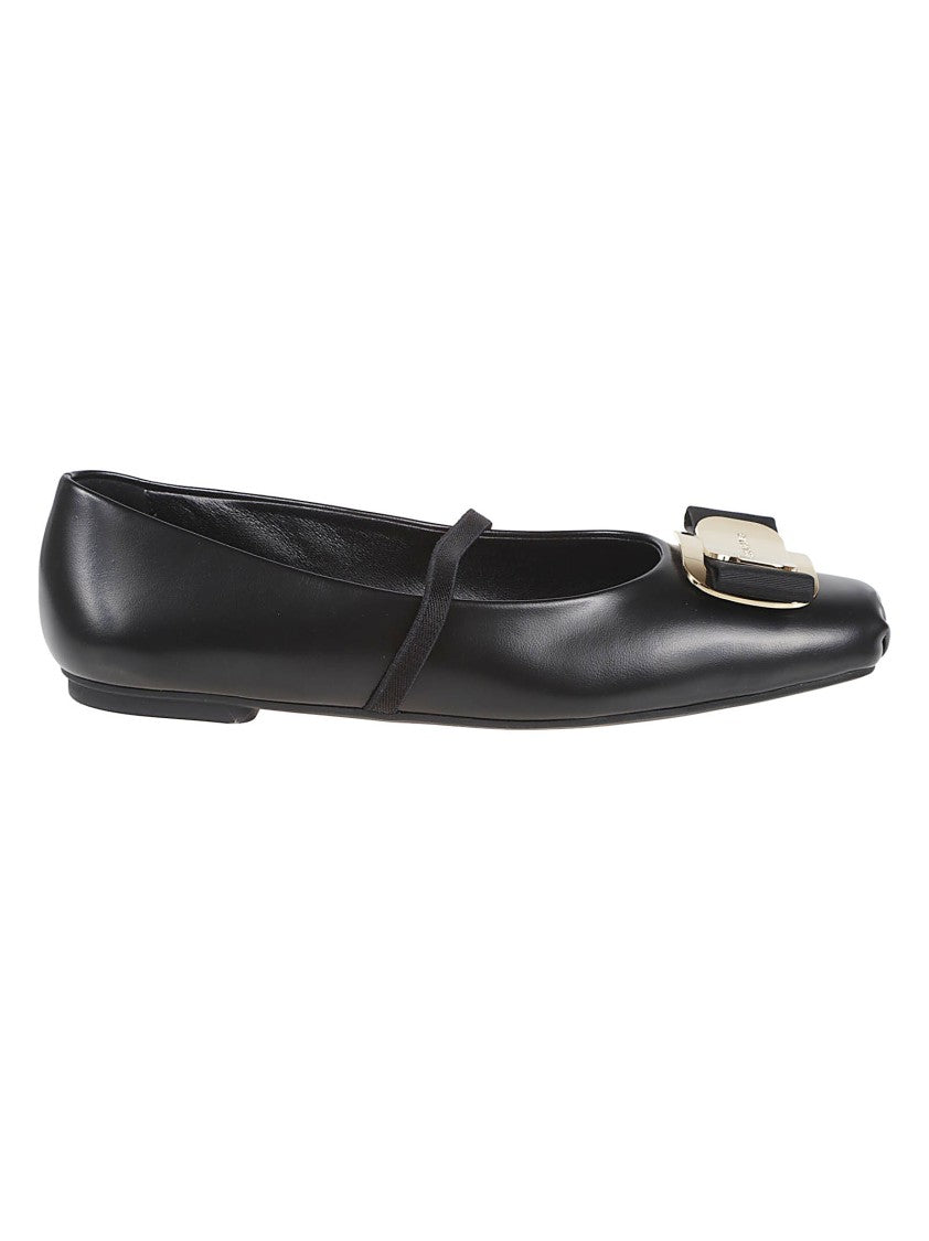 Ferragamo Pointed Toe Flats With Gros-Grain Elastic