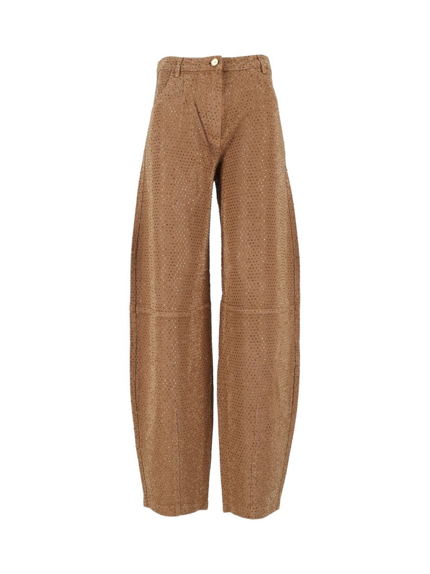 Elisabetta Franchi Cropped Lyocell Wide-Leg Pants