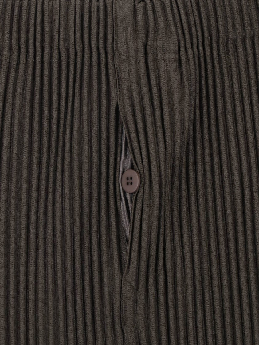 Homme Plissé Issey Miyake Brown Elastic Waist Pleated Straight-Leg Pants