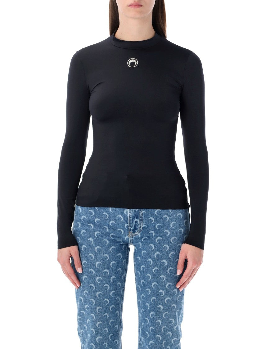 Marine Serre Moon Crystal Long-Sleeve Jersey Top