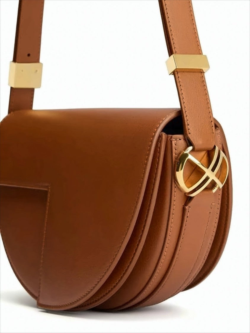 Patou Semi-Circular Shoulder Bag With Geometric Flap
