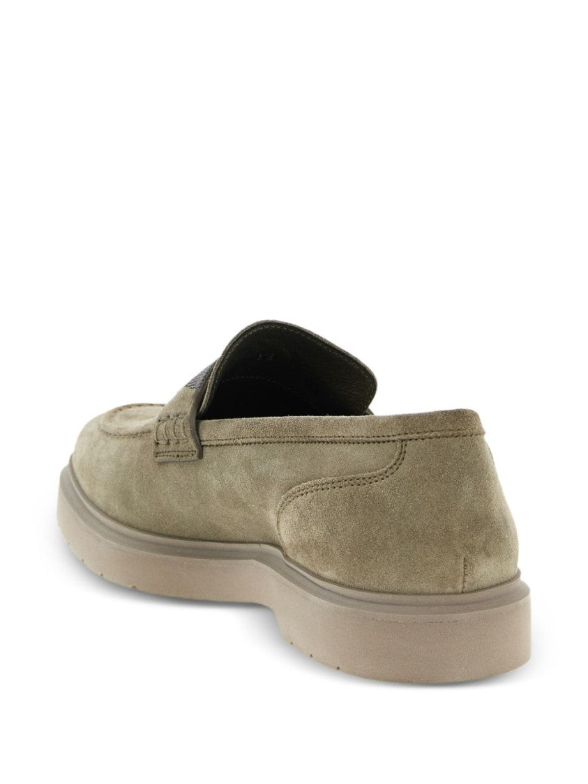 Brunello Cucinelli Suede Loafers With Decorative Strap