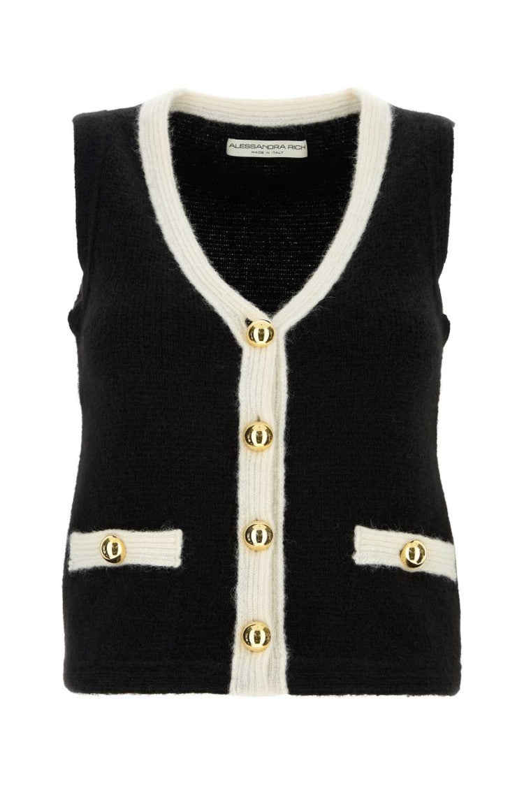 Alessandra Rich Black Alpaca Blend Vest