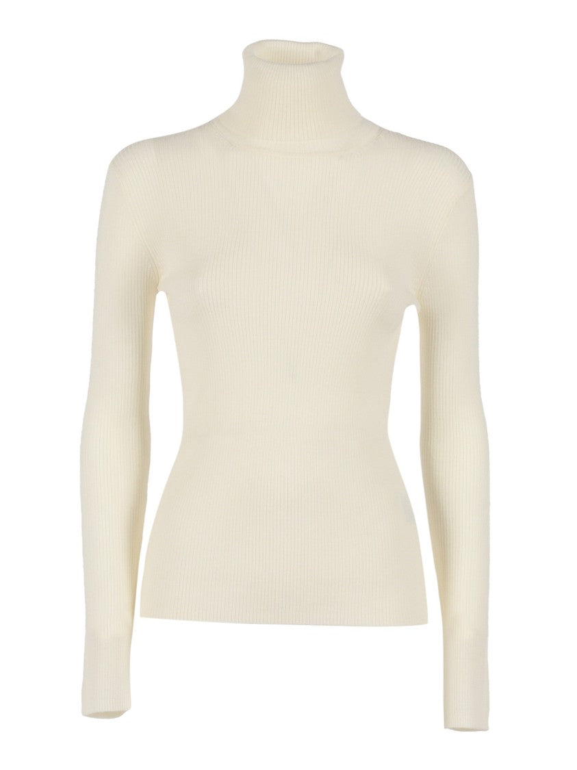 P.A.R.O.S.H. Fitted Turtleneck Sweater With Ribbed Texture