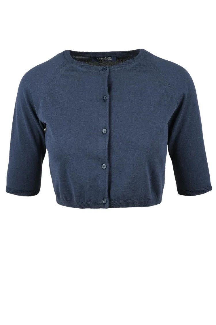 Max Mara Blue Fiandr Cotton Cardigan