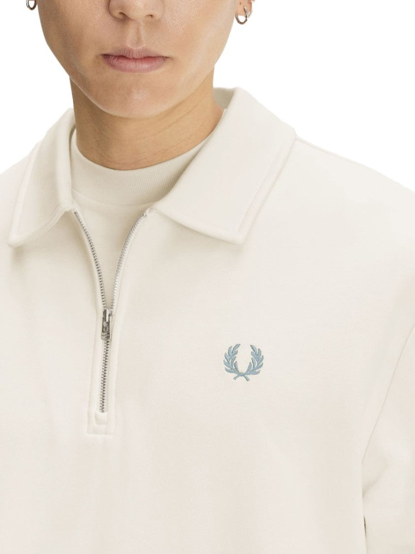 Fred Perry Pullover Sweatshirt With Half-Zip Front And Logo Accents