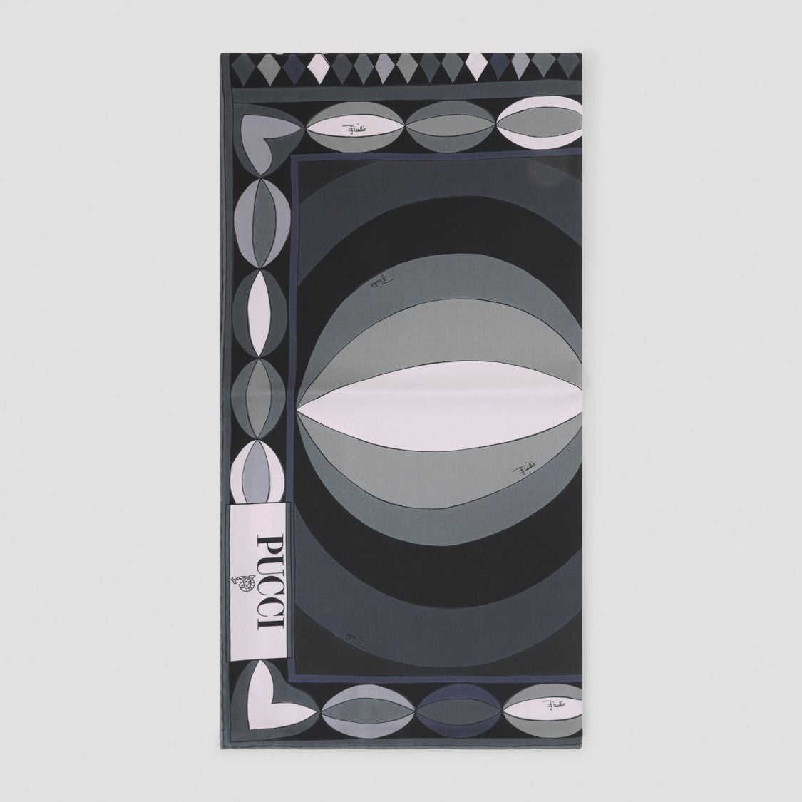 Pucci Geometric Silk Scarf With Glossy Finish And Unique Motif