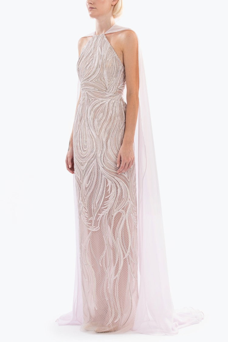 Saiid Kobeisy Embellished Halter Neck Long Dress