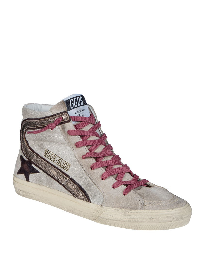 Golden Goose Slide Shimmer Suede Upper Leather Star Wave Sneakers