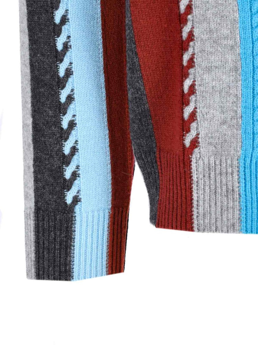 Paul Smith Multicolour Vertical Stripe Sweater With Cable Knit Detailing
