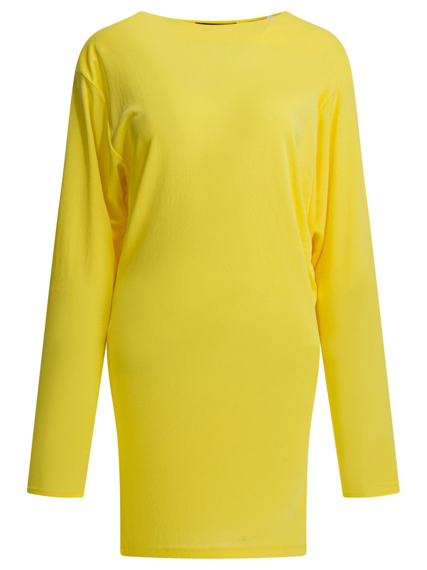 Jacquemus Dramatic Open-Back Midi Dress With Long Sleeves