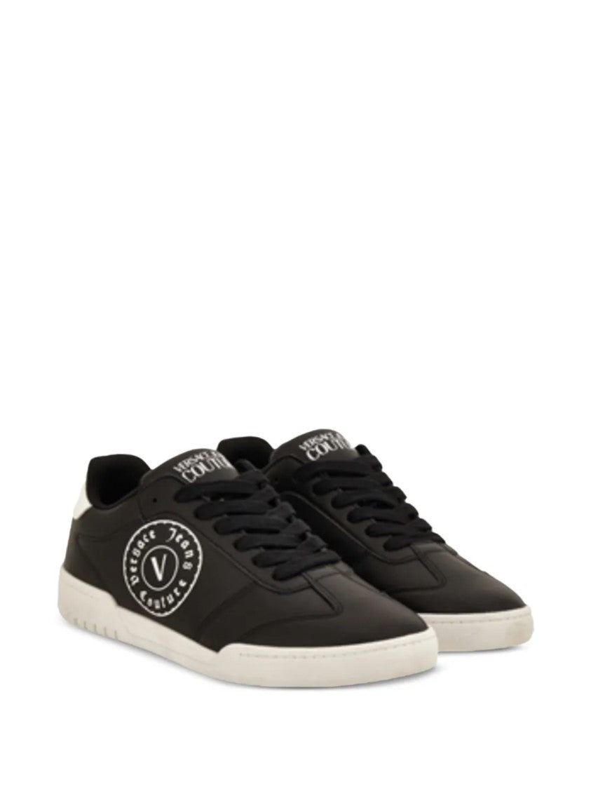 Versace Jeans Couture Leather Circular Logo Patch Sneakers