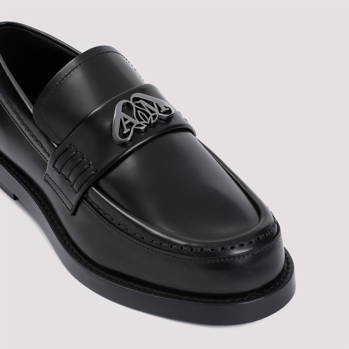 Alexander Mcqueen Black Brushed Leather Loafers