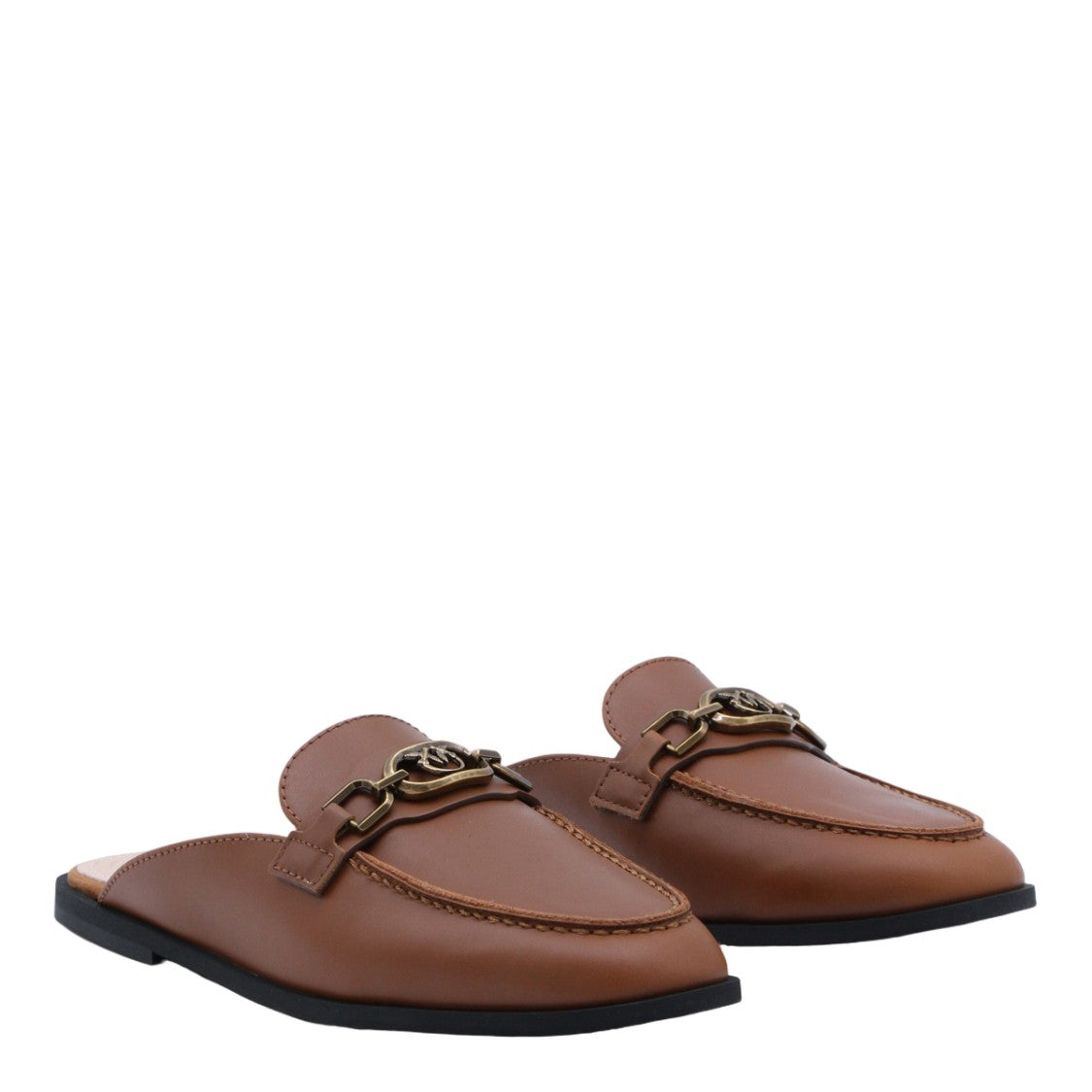 Pinko Slip-On Mule Flats With Decorative Metallic Buckle