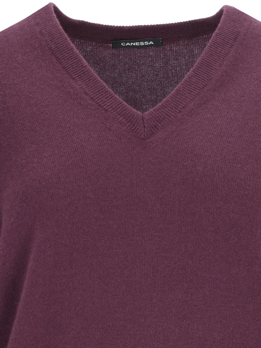 Canessa V-Neck Sweater In Purple Cashmere Purple