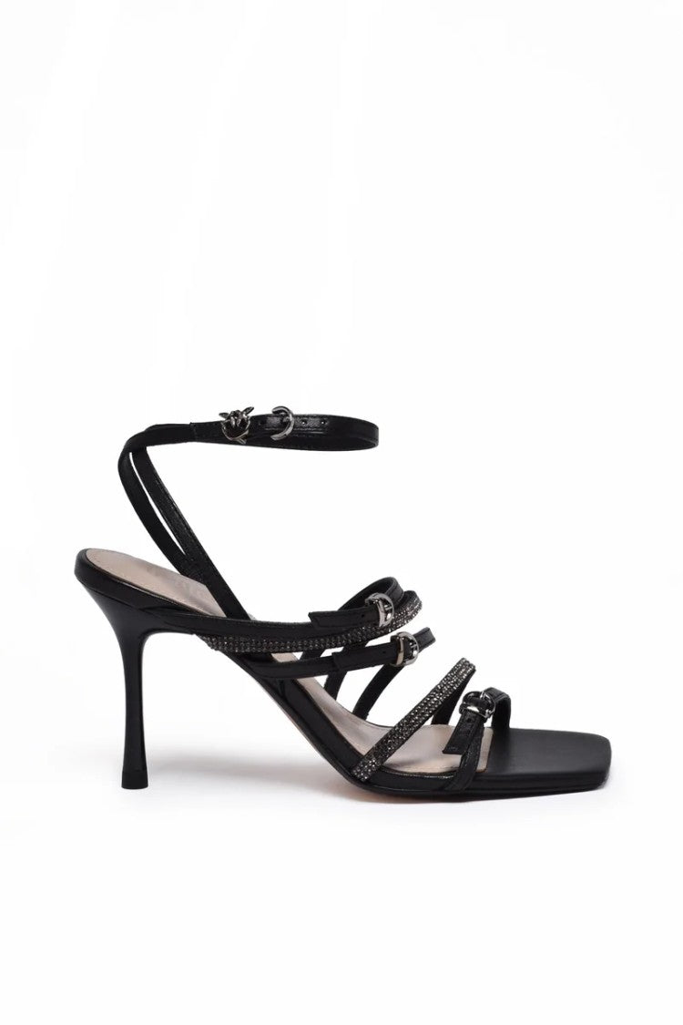 Pinko Leather Sandal Heel Height 9Cm - Black