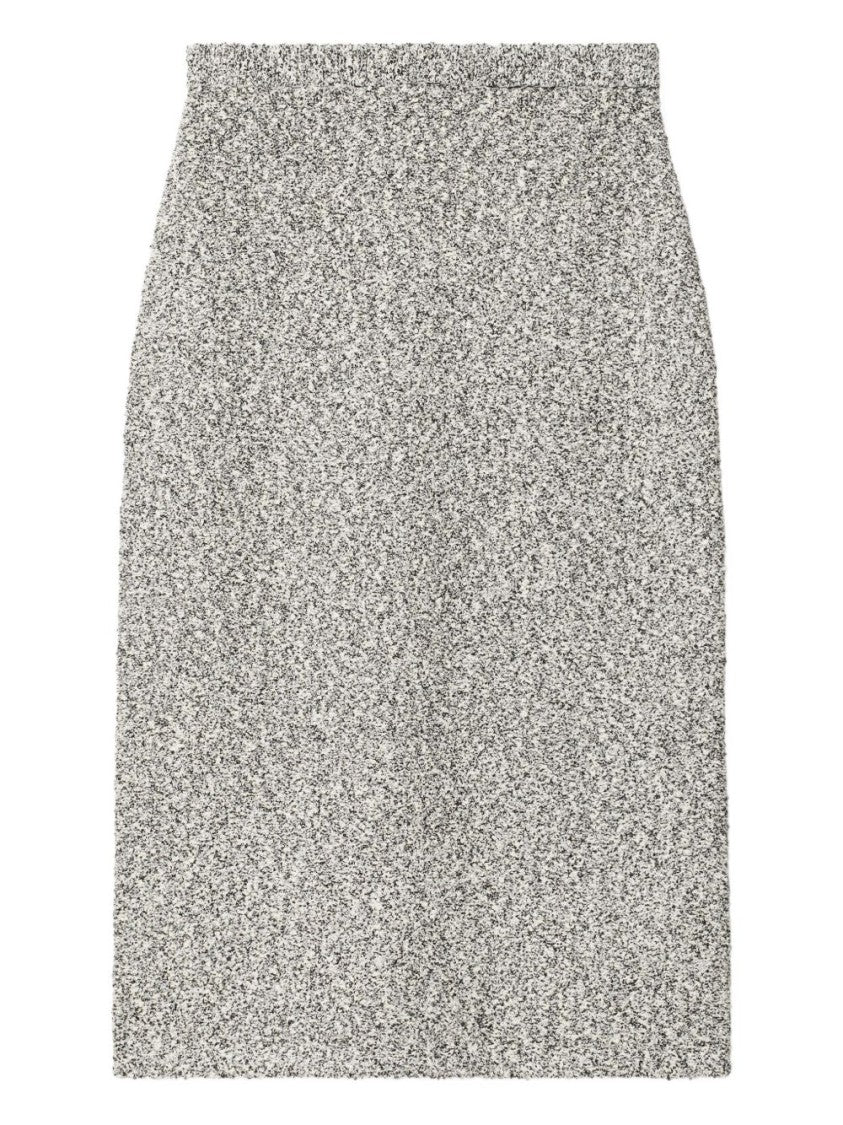 Tory Burch Fitted Grey Skirt With Textured Speckled Fabric