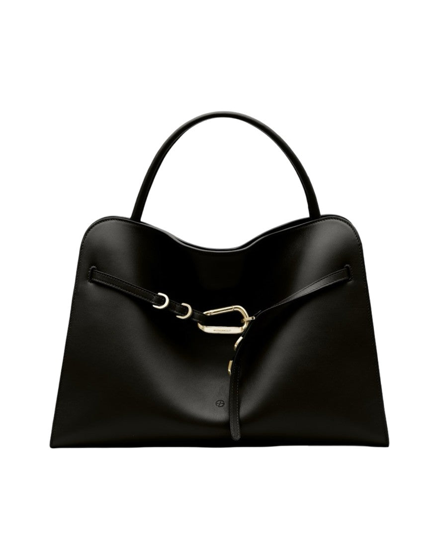 Biasia Medium Smooth Leather Handbag With Metallic Buckle Detail