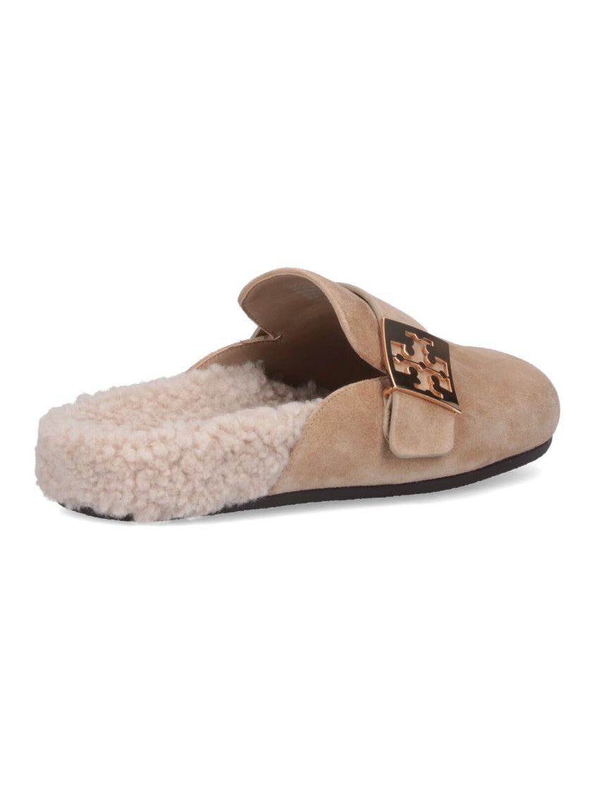 Tory Burch Mellow Suede Mules – Taupe