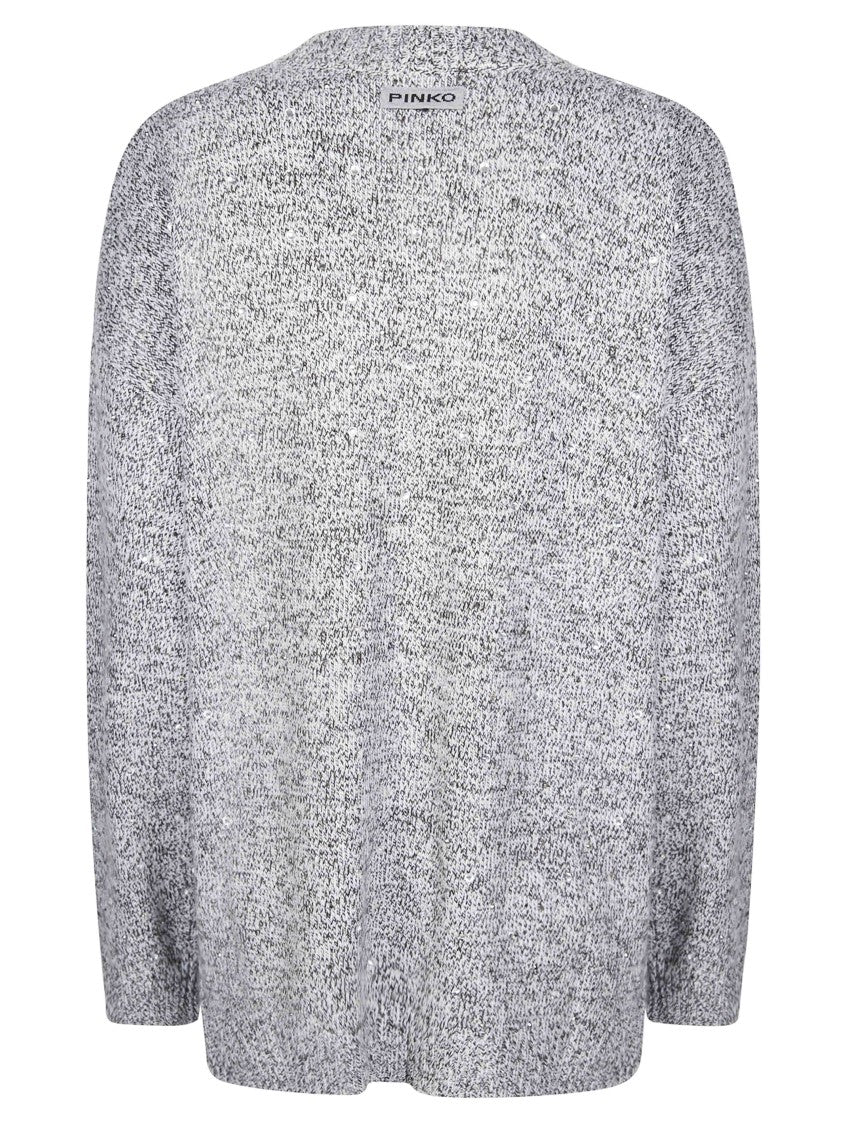 Pinko Marche Muline Full Marled V-Neck Knit Cardigan