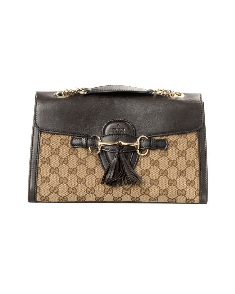 Gucci Brown Gg Supreme Emily Medium Canvas Shoulder Bag