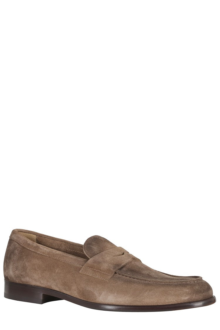 Doucal's Brown Penny Rubber-Sole Suede Loafers