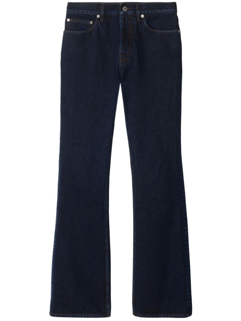 Burberry Flared Dark Wash Denim Trousers With Five-Pocket Styling