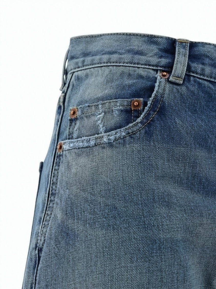 Saint Laurent Straight-Leg Denim Pants With Subtle Distressing And Raw Hem