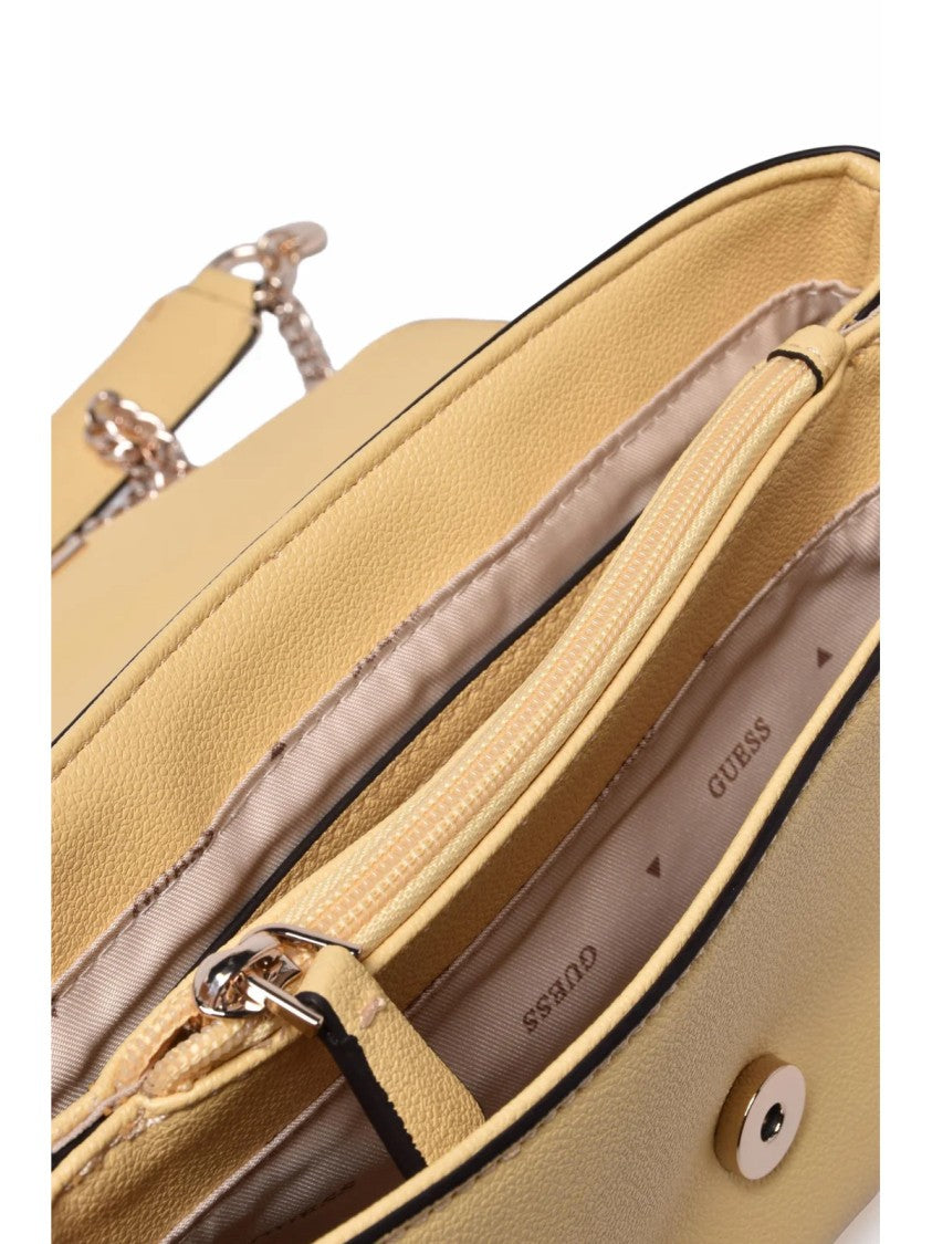 Guess Yellow Polyurethane Logo Crossbody Bag