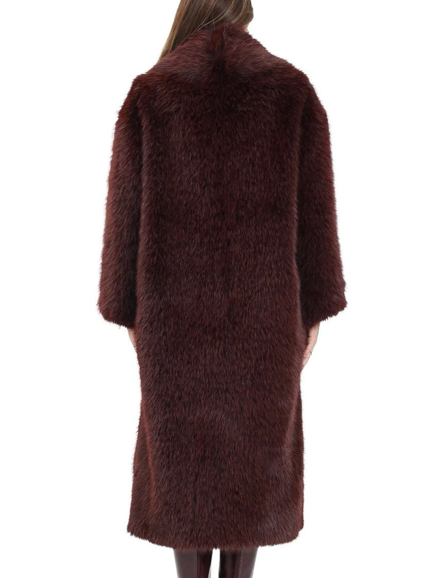 Elisabetta Franchi Faux Fur Coat With Classic Lapels And Hook-And-Eye Closure