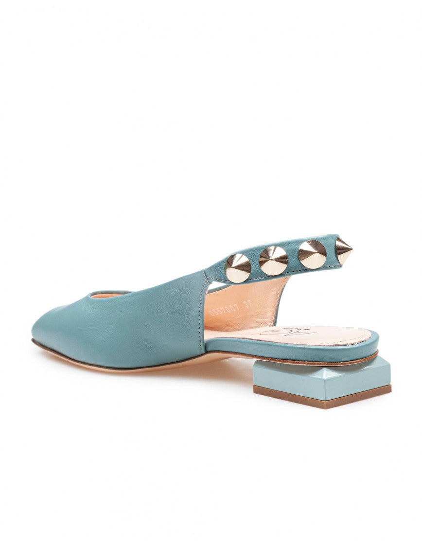 Agl Slingback Ballerina In Matcha Blue Leather