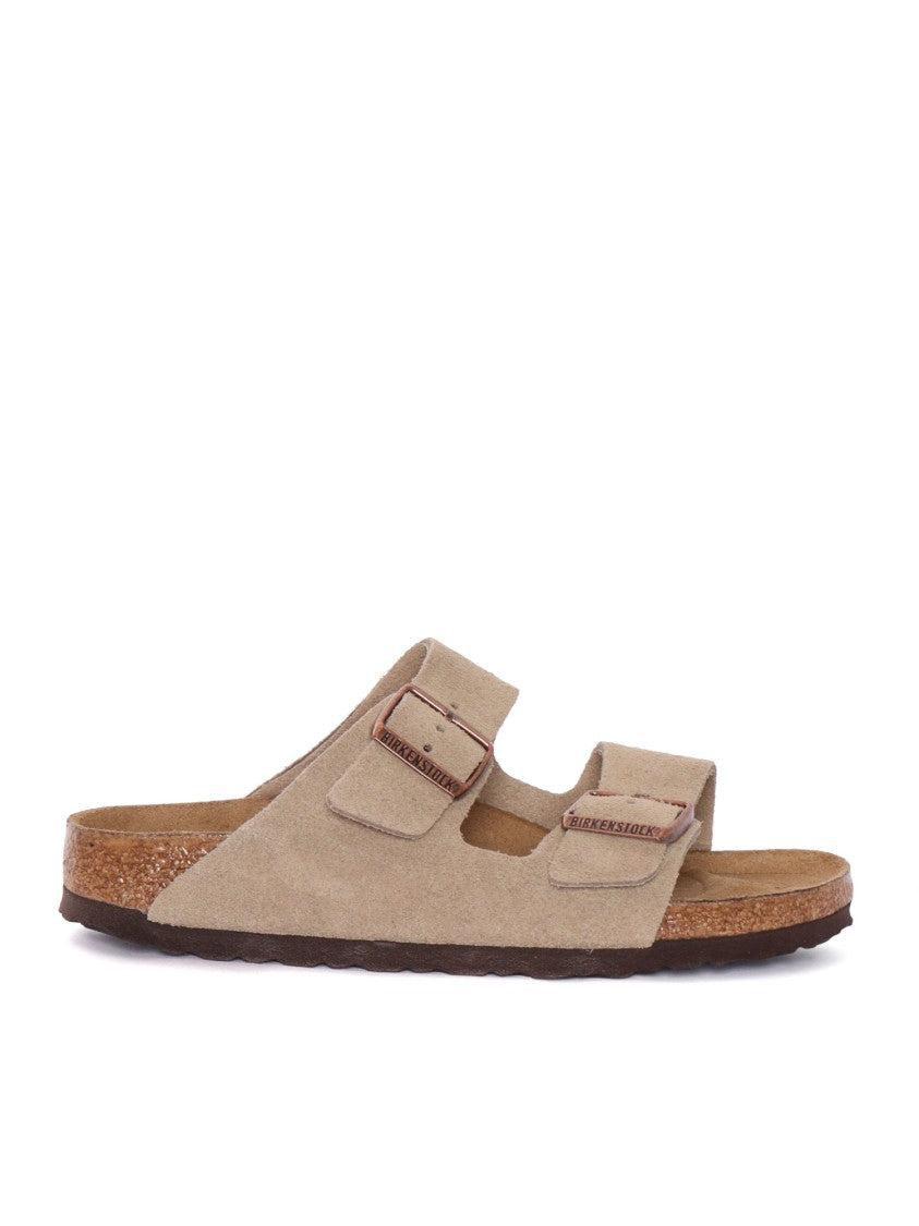 Birkenstock Taupe Arizona Suede Leather Slip-On Sandals